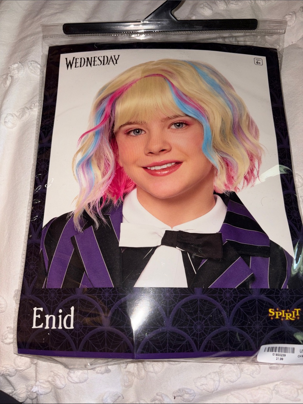 Spirit Enid Blonde Wig with Pink & Blue Streaks